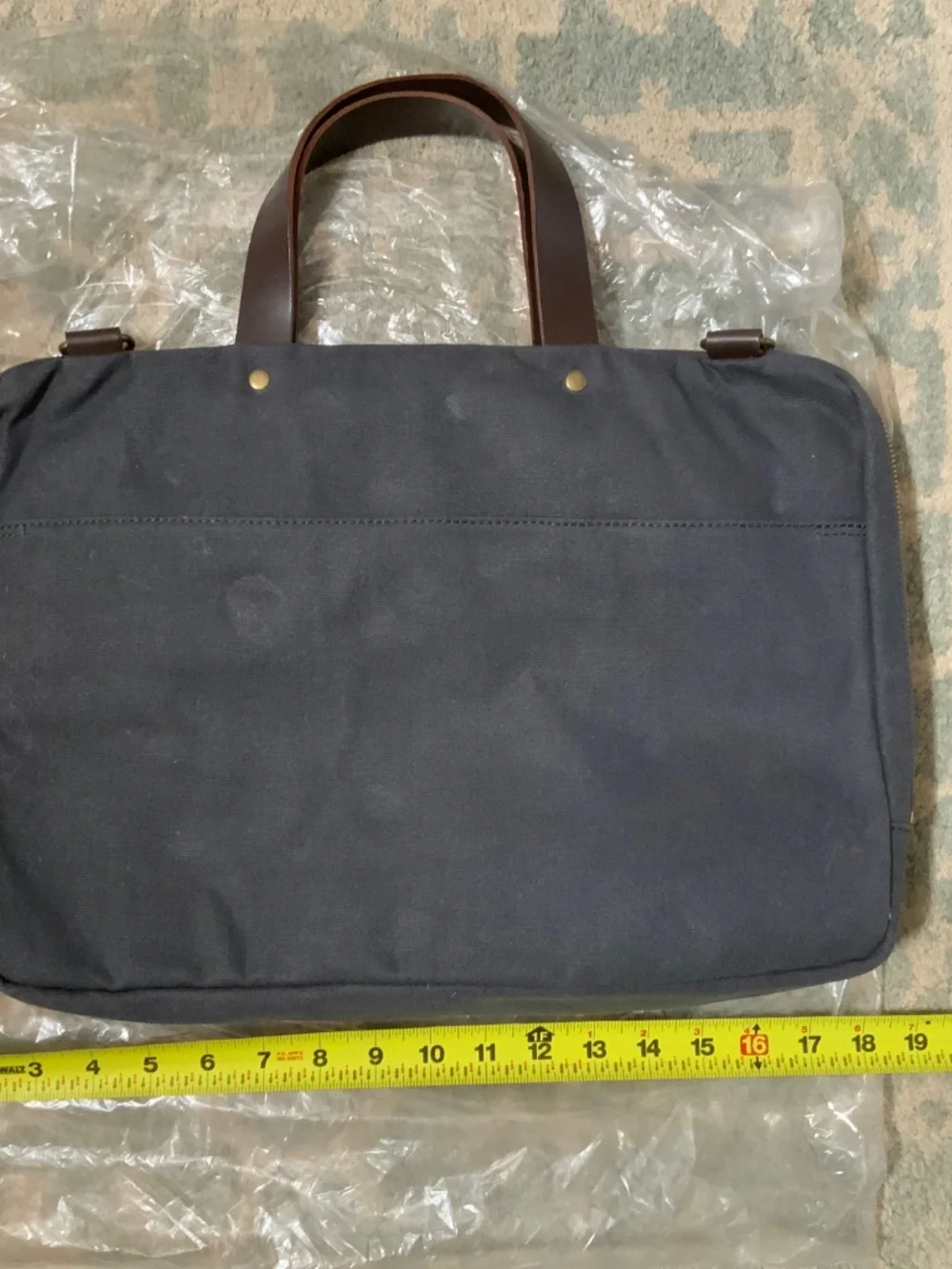 Line of Trade blue Canvas Laptop Briefcase/laptop bag with leather handles